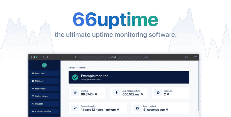 66Uptime self-hosted PHP uptime and cron job monitor dashboard showing website status and scheduled task monitoring