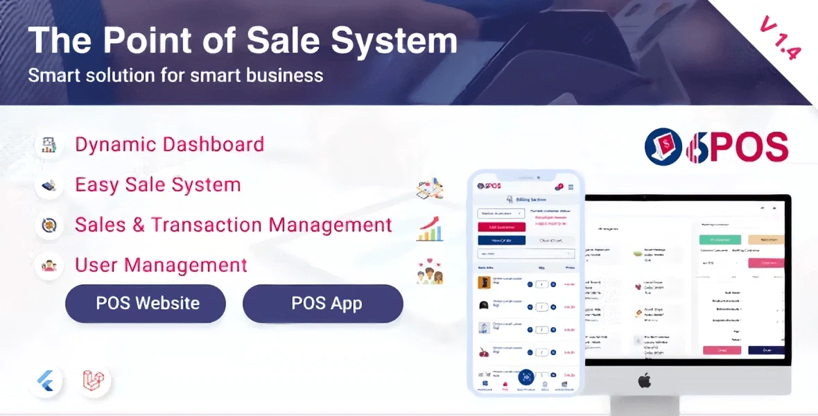 6POS point of sale system PHP script dashboard and mobile app interface