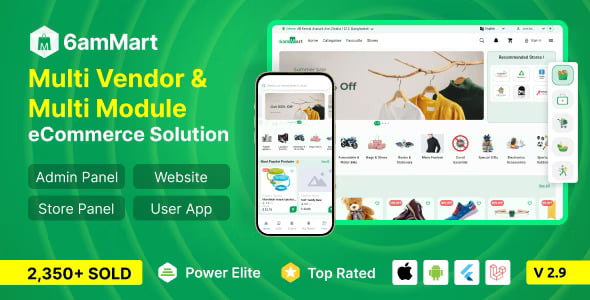 6amMart multivendor delivery app PHP script dashboard