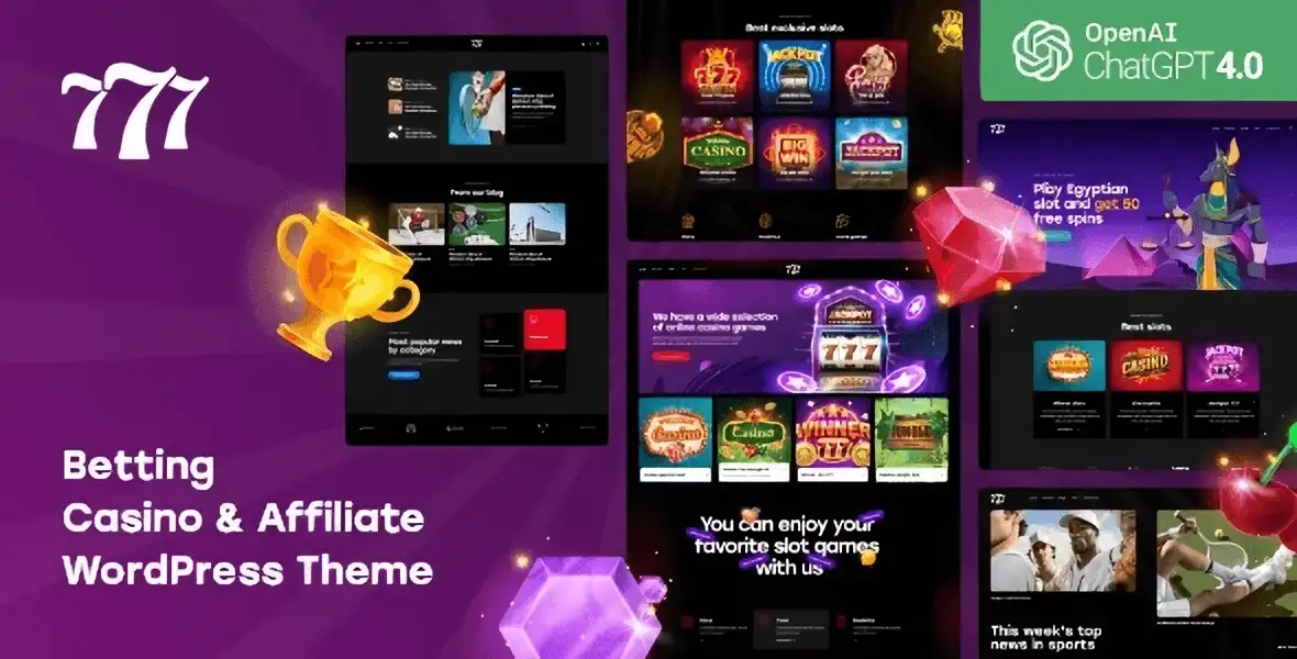 777 betting casino affiliate WordPress theme preview