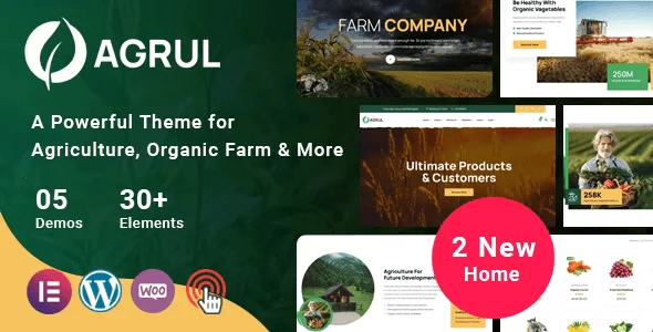 Agrul agriculture WordPress theme website preview for farming businesses