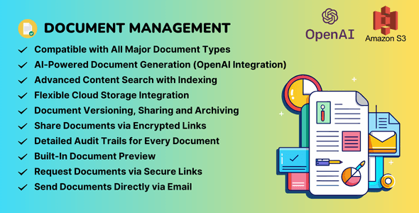 AI-powered document management PHP script interface with secure file sharing and version control