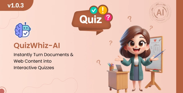 QuizWhiz AI quiz generator dashboard showing AI-powered quiz creation interface