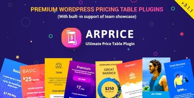 ARPrice WordPress pricing table plugin with responsive templates and drag-and-drop editor