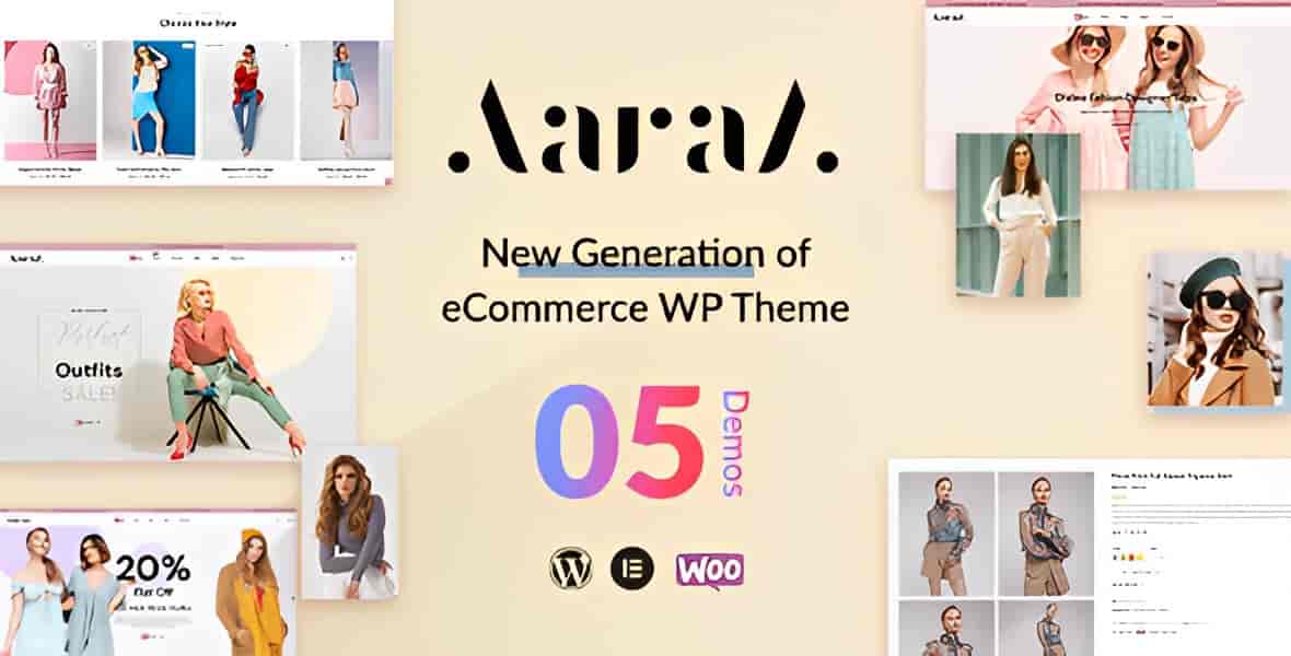 Aaraa fashion shop WordPress theme with Elementor compatibility