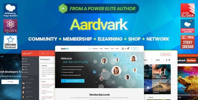 Aardvark BuddyPress theme for community, membership, and online course websites
