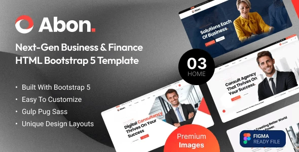 Abon business and finance HTML template homepage layout preview