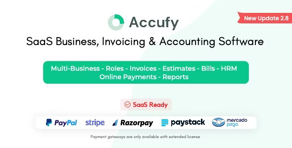 Accufy SaaS invoicing and accounting PHP script dashboard interface