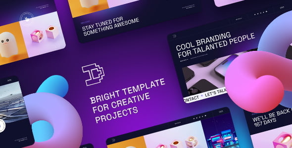 Ackley landing page HTML template demo preview showing responsive grid layout and animated headlines