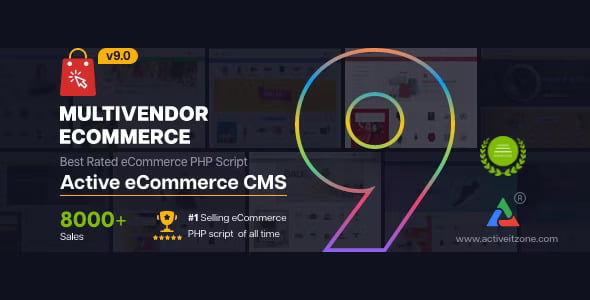 Active ECommerce CMS PHP Script dashboard showing multi-vendor e-commerce platform interface