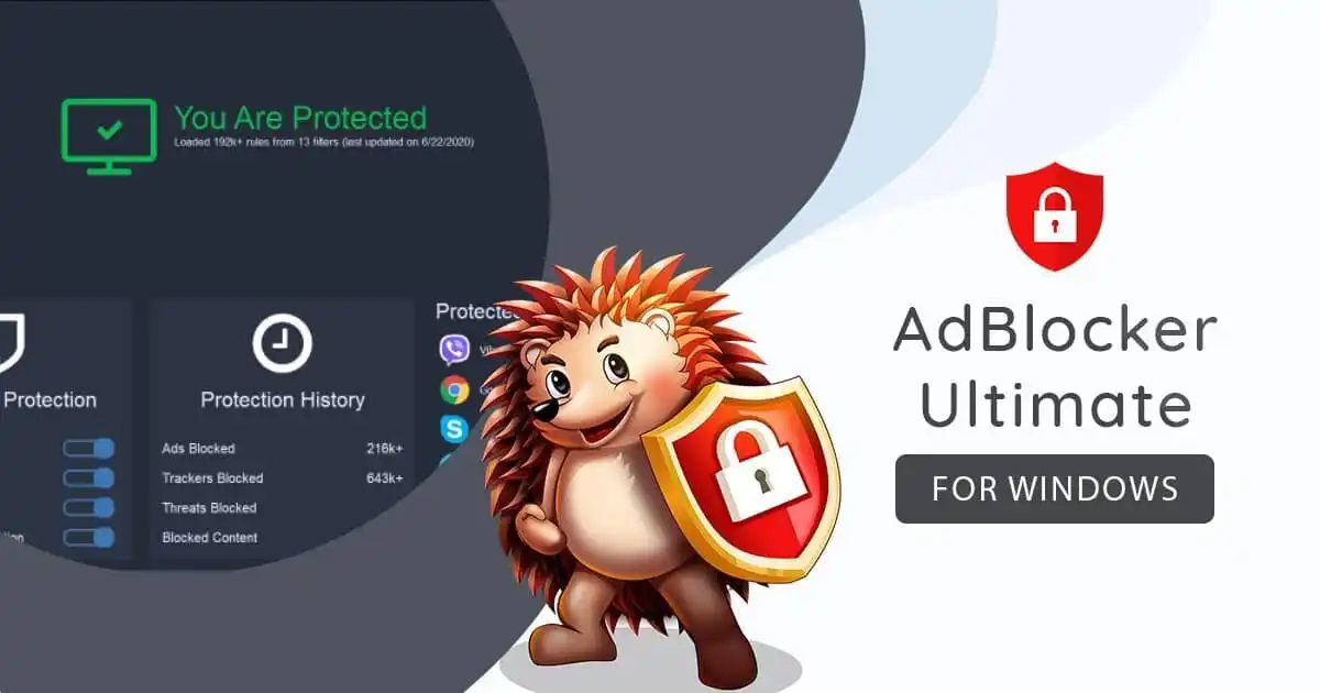 AdBlocker Ultimate desktop ad blocker software interface on Windows