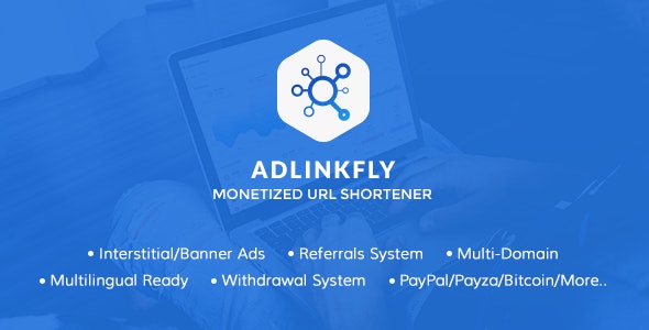 AdLinkFly monetized URL shortener PHP script dashboard interface