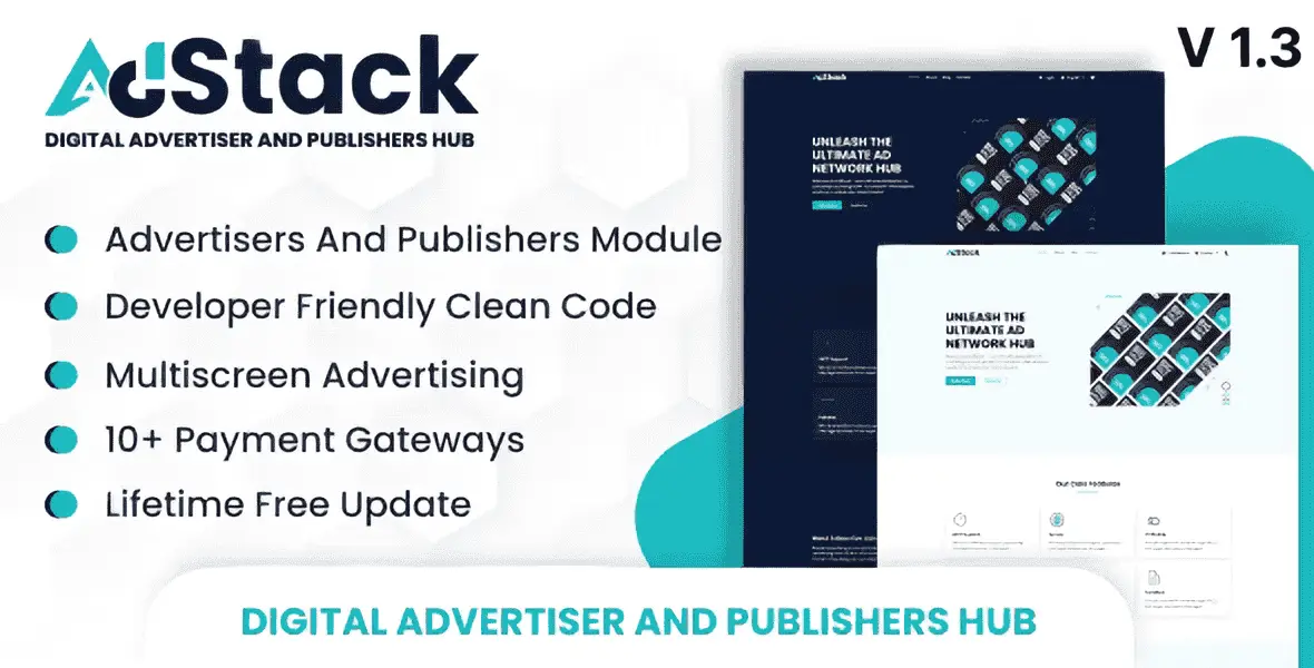 AdStack ad network script dashboard for advertisers and publishers