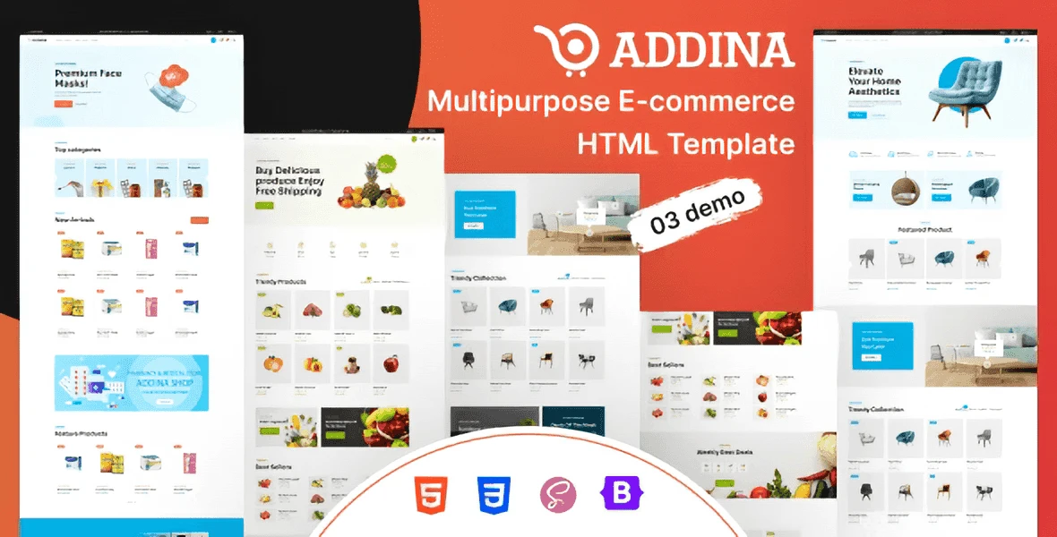 Addina eCommerce HTML template preview for multi-purpose online stores