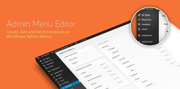 Admin Menu Editor Pro WordPress plugin interface showing drag-and-drop menu customization with role-based permissions