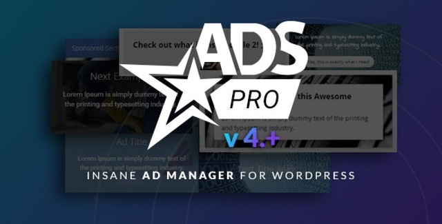 Ads Pro WordPress advertising plugin dashboard showing ad management and display format options
