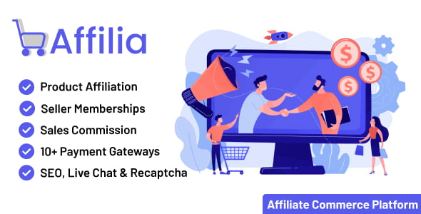 Affilia affiliate commerce platform dashboard interface built on Laravel