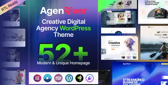 AgenRiver Creative Digital Agency WordPress Theme homepage design preview