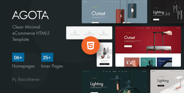 Agota clean minimal HTML5 ecommerce template preview showing responsive fashion store layout