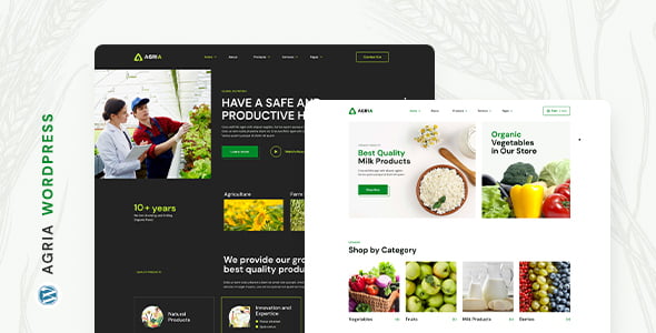 Agria agriculture WordPress theme for Elementor - ideal for organic farms and food stores