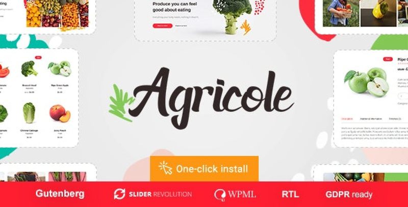 Agricole organic food and agriculture WordPress theme preview