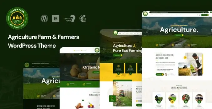Agrion agriculture WordPress theme homepage design for farms and sustainable brands