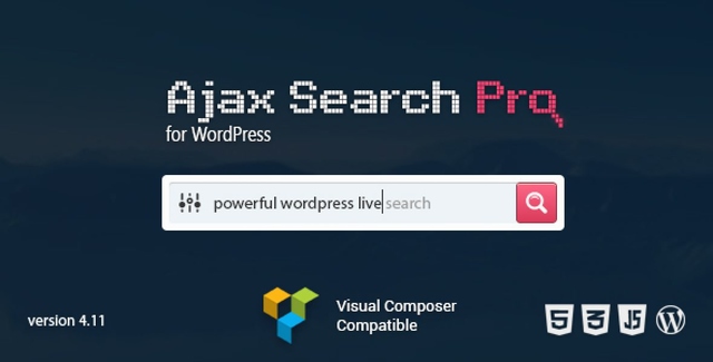 Ajax Search Pro WordPress plugin interface showing live search results with autocomplete suggestions and filter sidebar