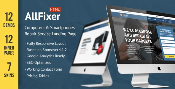 AllFixer repair service landing page HTML template preview