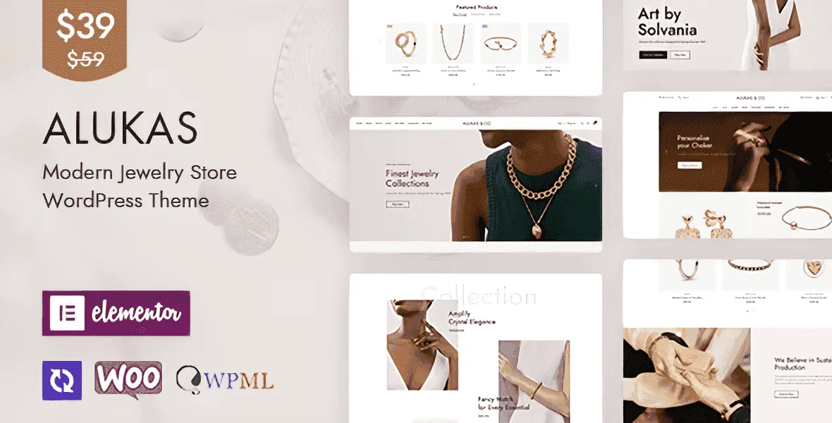 Alukas Elementor WooCommerce theme homepage demo showing modern fashion store layout