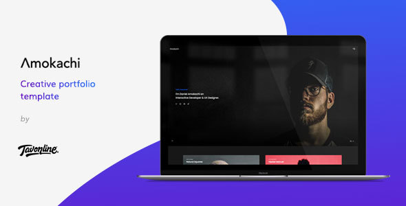 Amokachi creative portfolio HTML template featuring responsive minimalist design for agencies, freelancers, and artists