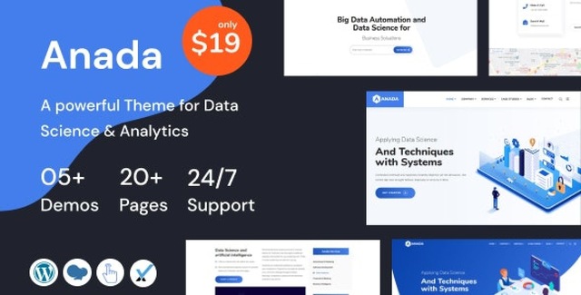 Anada data science analytics WordPress theme homepage preview