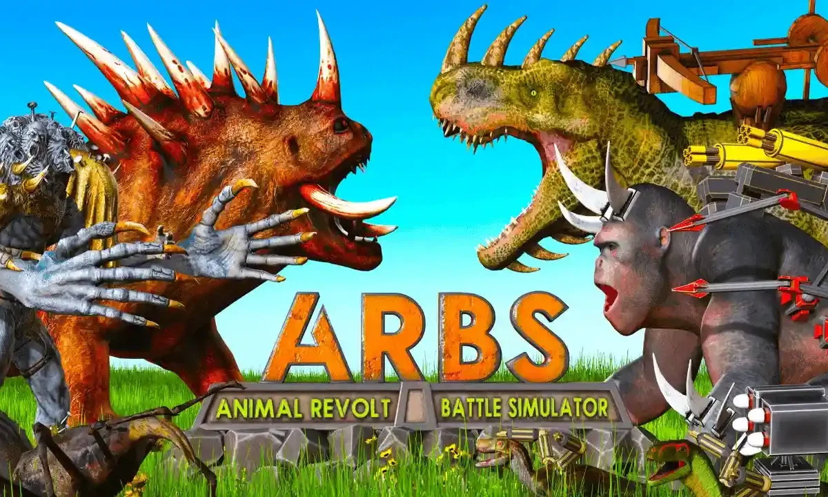 Animal Revolt Battle Simulator game screenshot showing beast armies clashing on a battlefield