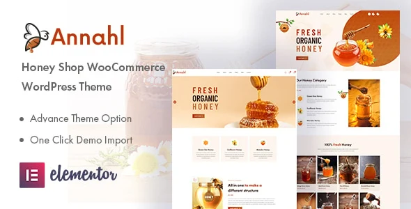 Annahl honey shop WordPress theme with Elementor