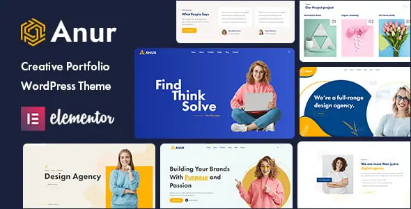 Anur Elementor portfolio WordPress theme for creative professionals