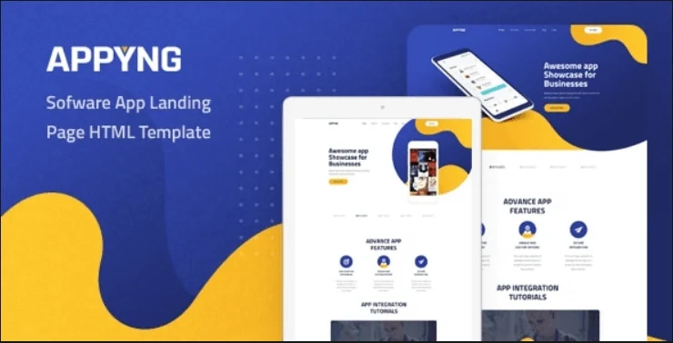 Appyng multi-concept app landing page HTML template with Bootstrap 4 responsive design