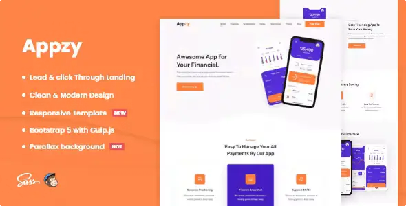 Appzy HTML app landing page template preview