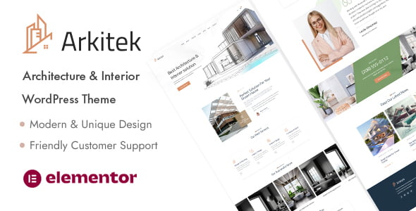 Arkitek architecture and interior design WordPress theme homepage preview