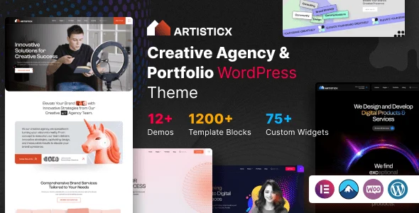 Artisticx creative agency WordPress theme with Elementor drag-and-drop builder
