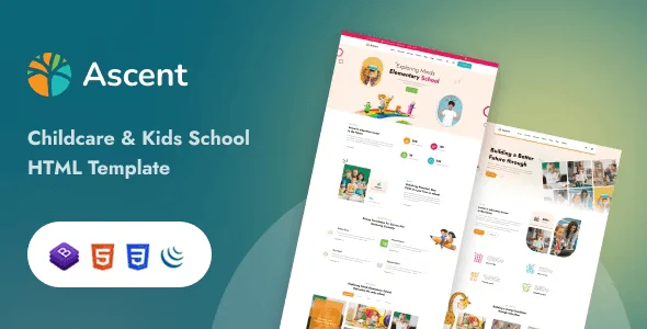 Ascent childcare and preschool HTML template website layout