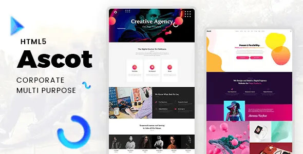Ascot one page corporate HTML template preview with modern business layout