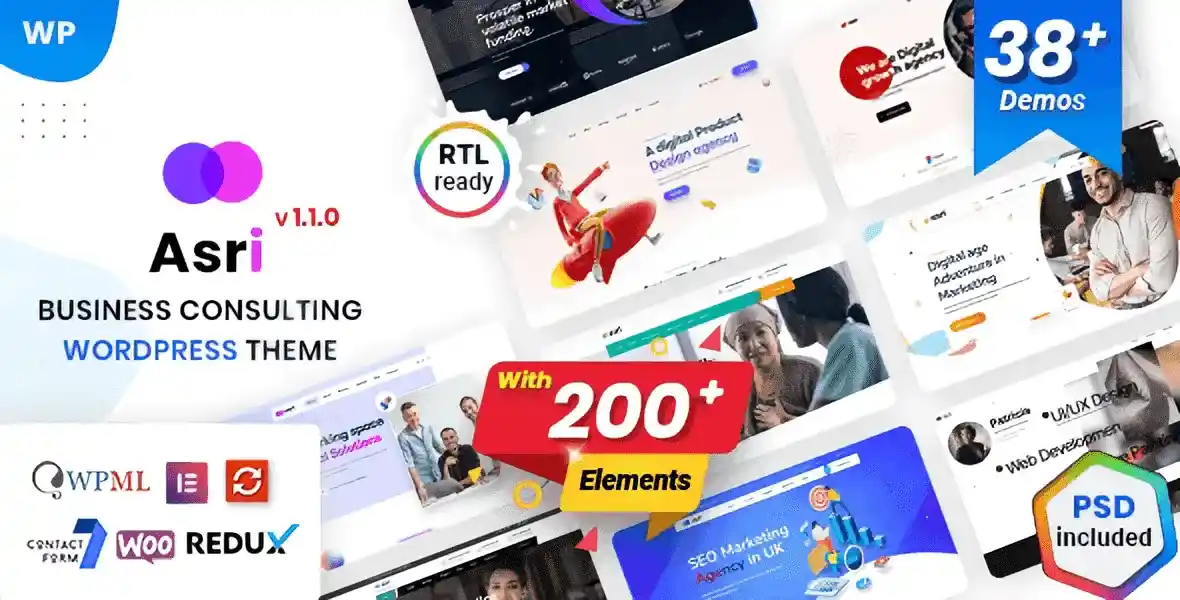 Asri Business Consulting WordPress Theme demo layout
