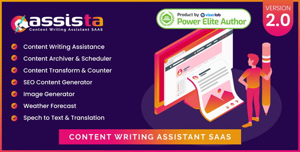 Assista content writing SaaS PHP script dashboard with AI automation features