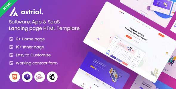 Astriol SaaS and app landing page HTML template preview
