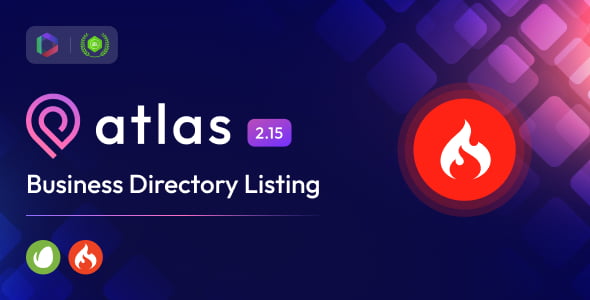 Atlas Business Directory Listing PHP Script admin dashboard showing category and listing management interface