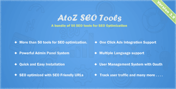 AtoZ SEO Tools PHP script dashboard with SEO analysis and optimization tools