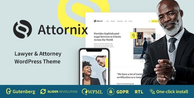 Attornix law firm WordPress theme homepage design