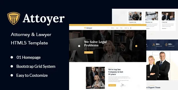 Attoyer lawyer and attorney HTML5 website template preview