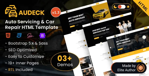 Audeck auto servicing HTML template built with Bootstrap 5 for automotive service websites