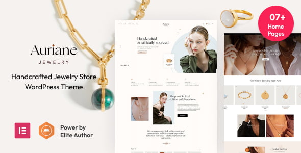 Auriane jewelry WordPress theme showcasing elegant online boutique design for handcrafted jewelry stores