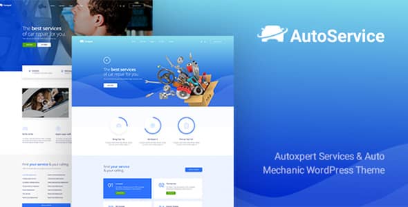 AutoService car repair WordPress theme preview showcasing an automotive service website layout